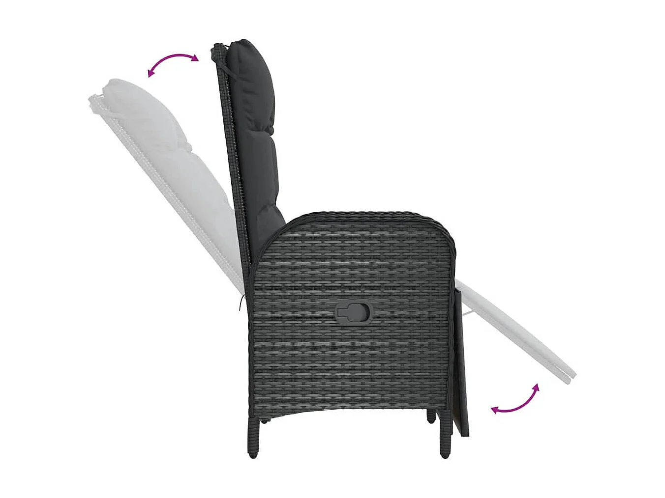 Chaises inclinables de jardin lot de 2 et table résine tressée