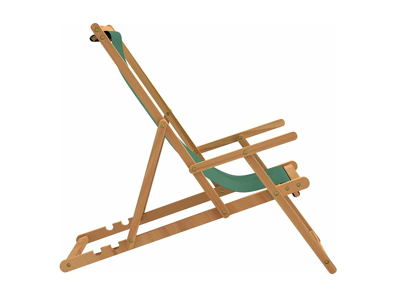 Strandstuhl Klappbar Massivholz Teak Grün