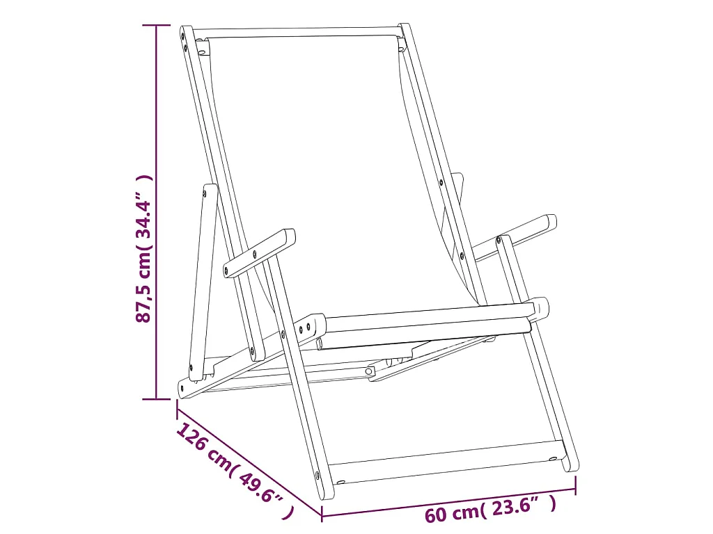 Chaise pliante en bois massif de teck vert