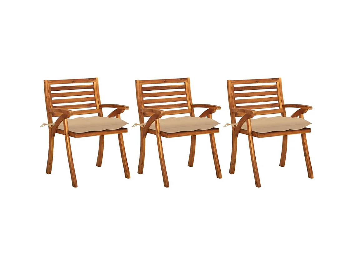 Garten-Essstühle mit Kissen 3 Stk. Massivholz Akazie