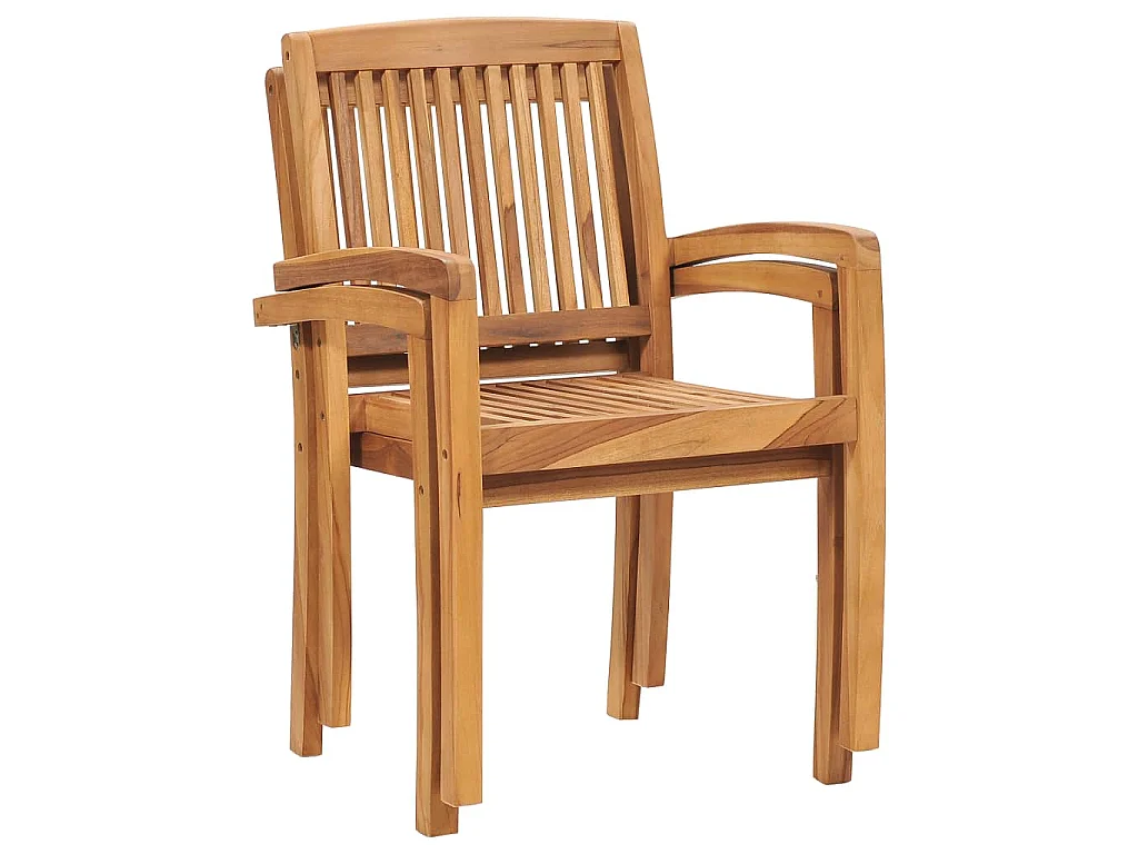 Chaises empilables à manger de jardin lot de 2 Bois teck solide