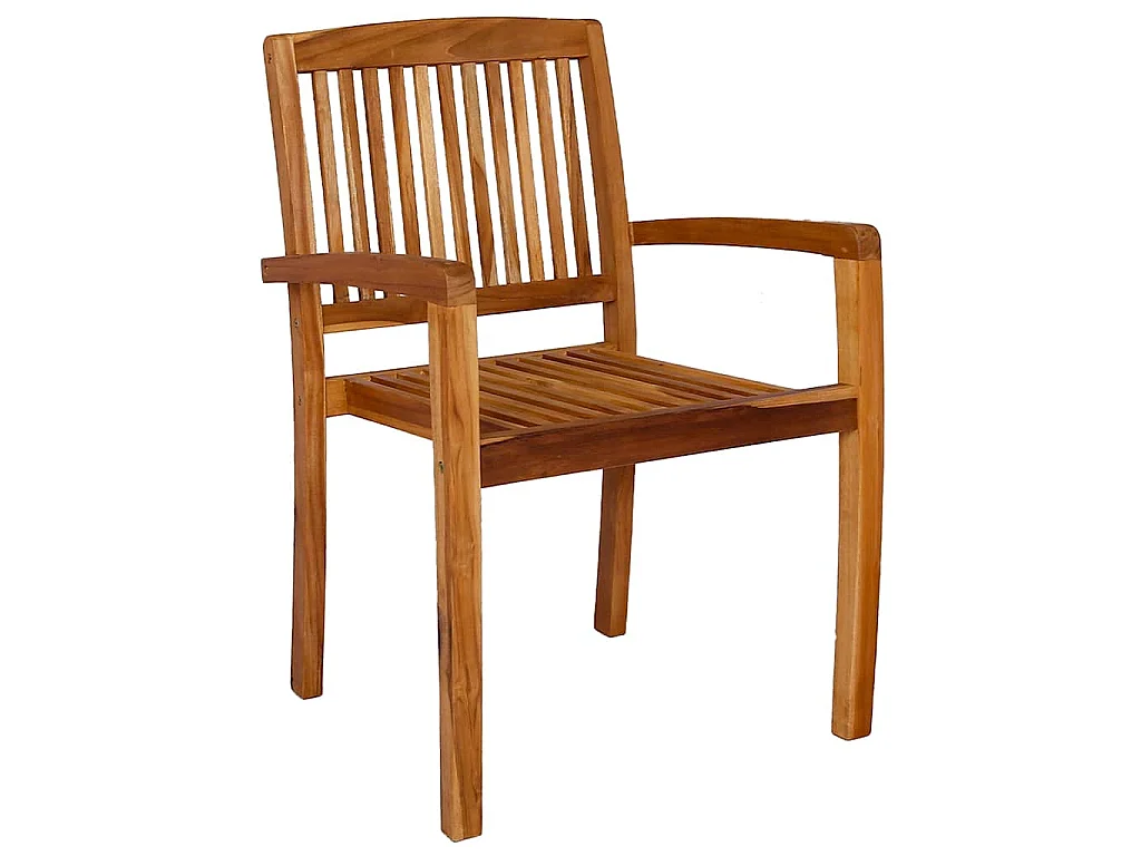 Garten-Essstühle 2 Stk. Stapelbar Teak Massivholz