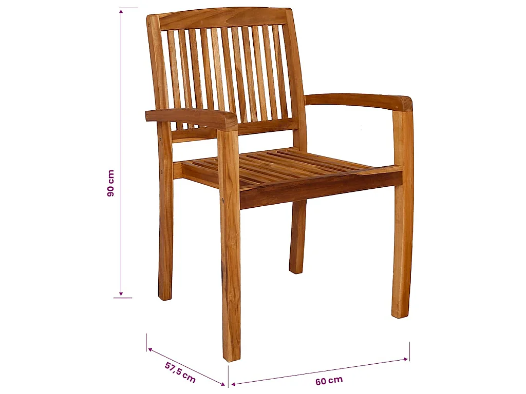 Garten-Essstühle 2 Stk. Stapelbar Teak Massivholz