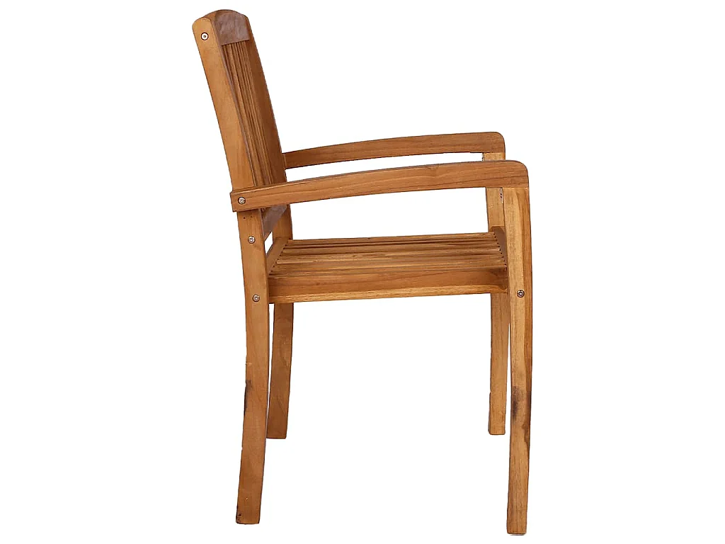 Garten-Essstühle 2 Stk. Stapelbar Teak Massivholz