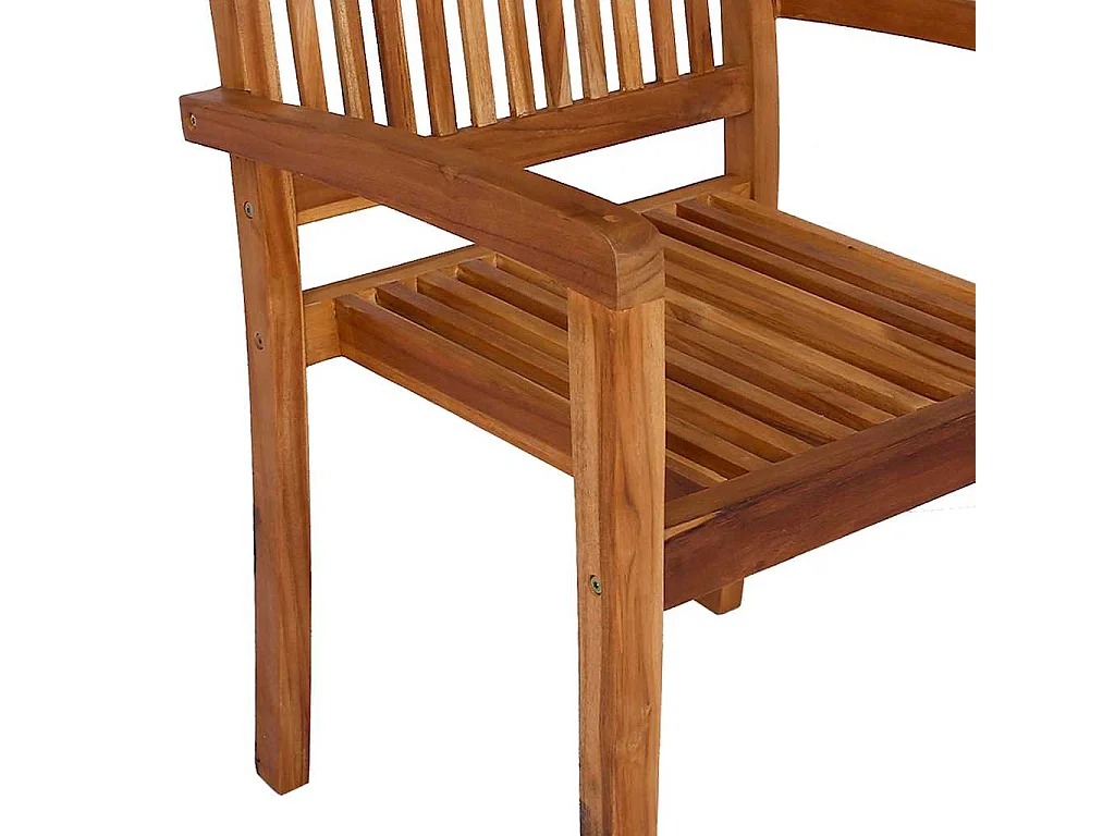 Garten-Essstühle 2 Stk. Stapelbar Teak Massivholz
