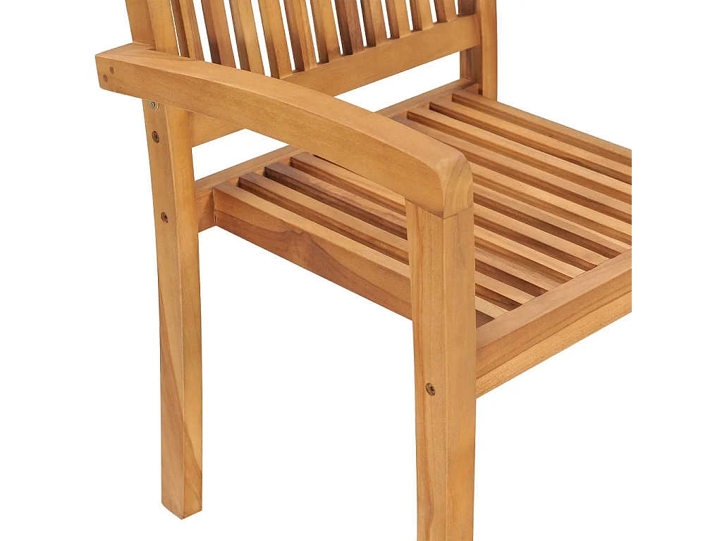 Chaises empilables à manger de jardin lot de 2 Bois teck solide