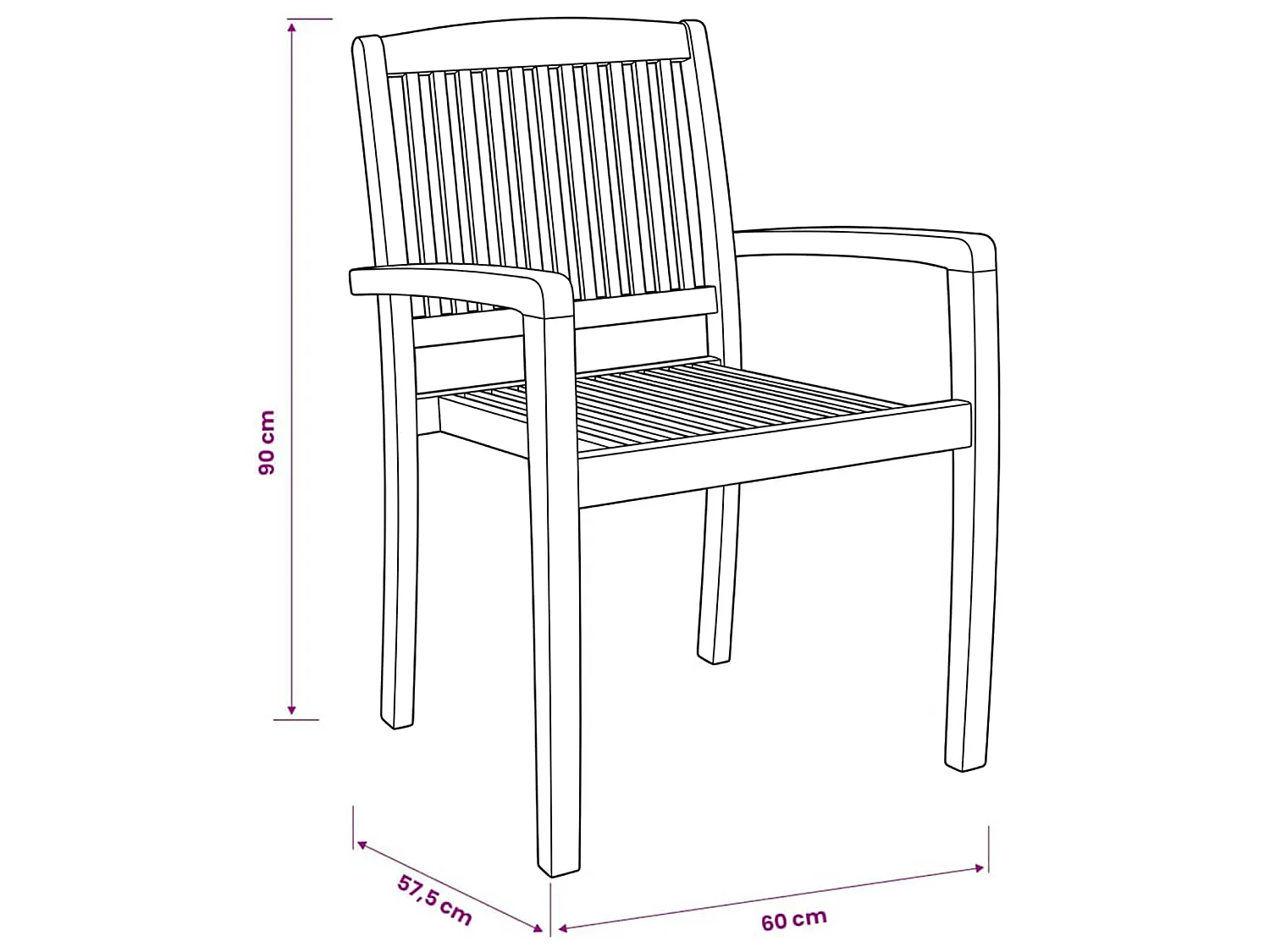 Garten-Essstühle 2 Stk. Stapelbar Teak Massivholz