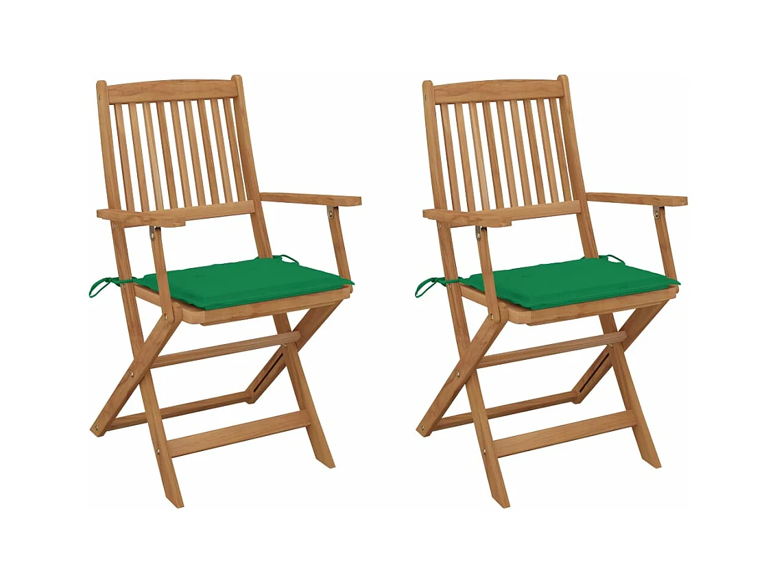 Tuinstoelen 2 st inklapbaar met kussens massief acaciahout