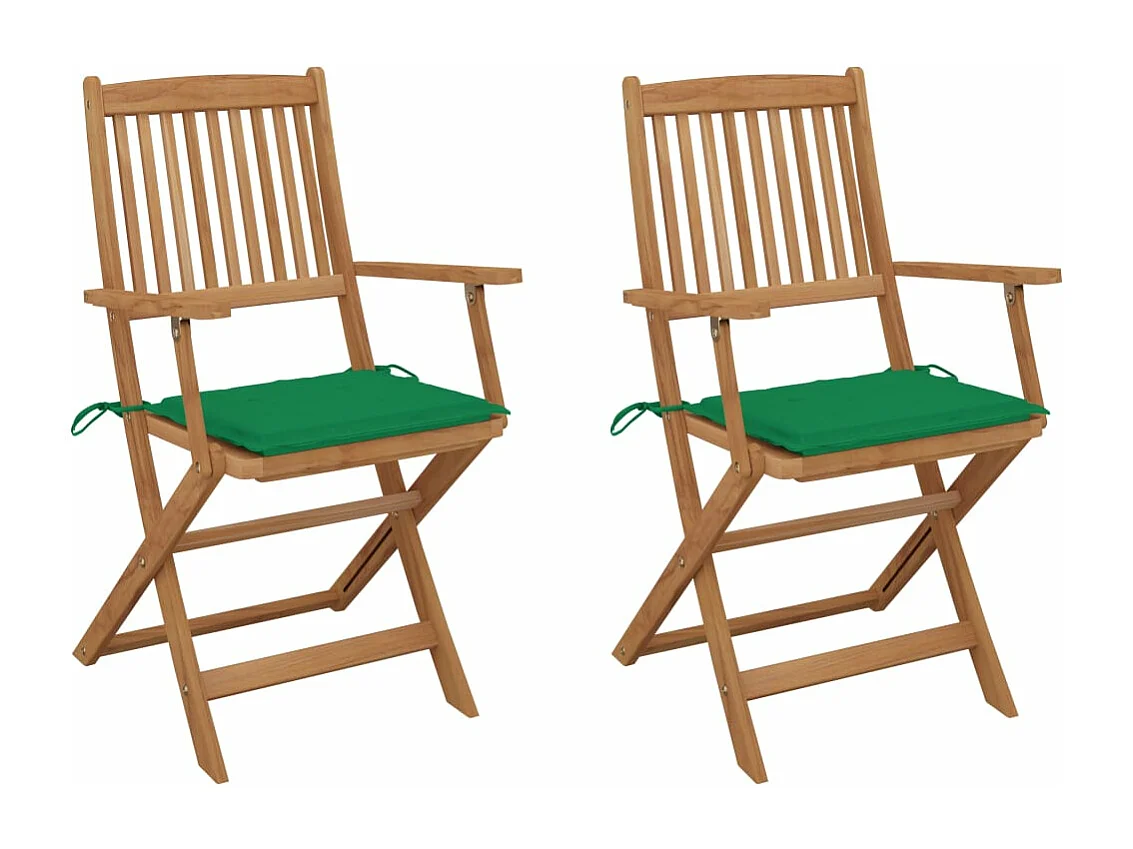 Tuinstoelen 2 st inklapbaar met kussens massief acaciahout