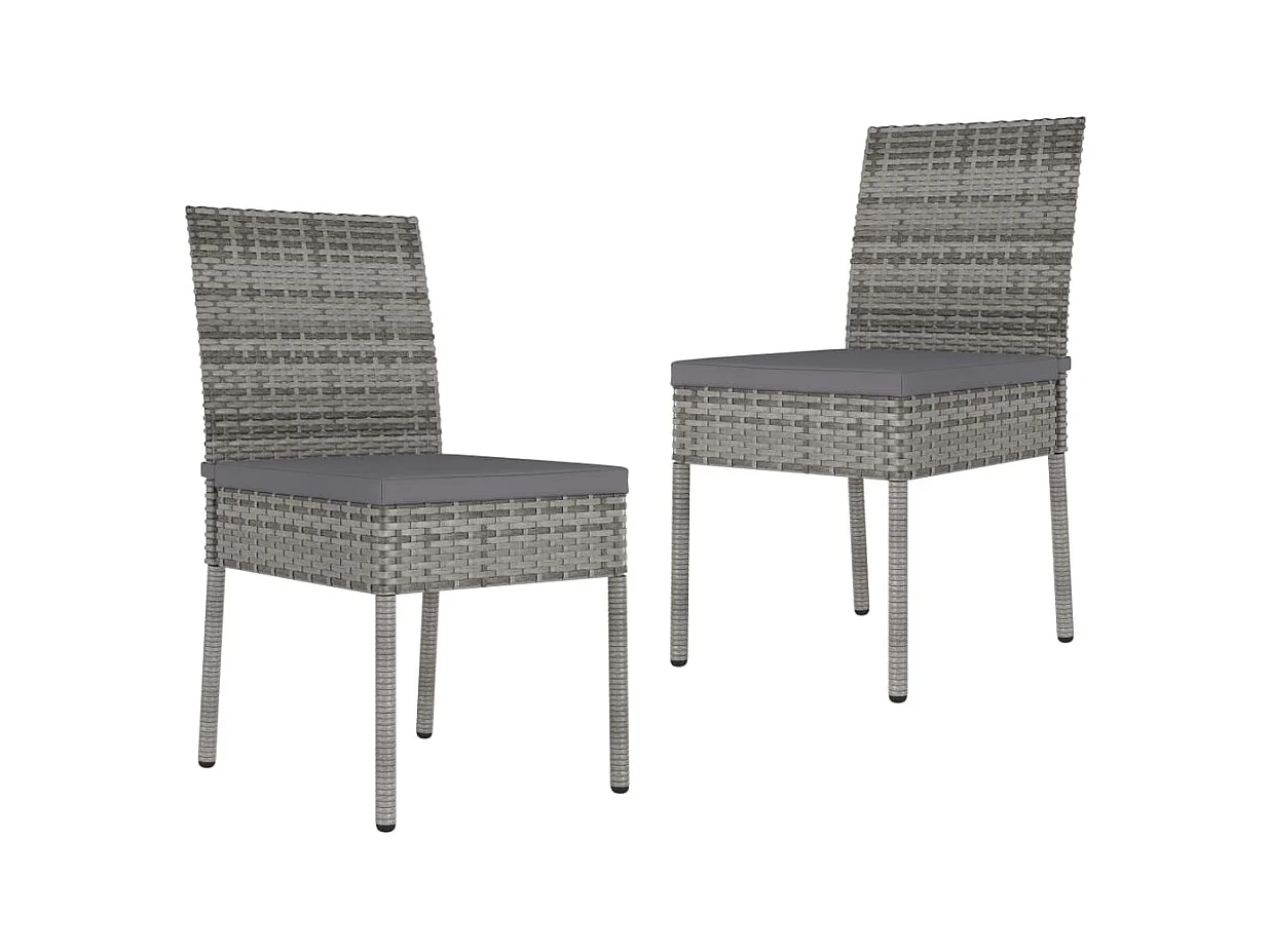 Chaises à manger de jardin lot de 2 Résine tressée Gris