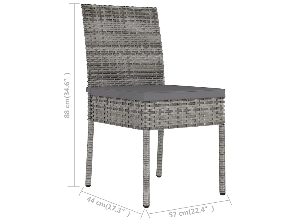 Sillas de comedor de jardín 2 unidades ratán sintético gris