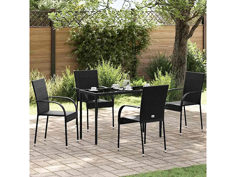 Stapelbare Gartenstühle 4 Stk. Poly Rattan Schwarz
