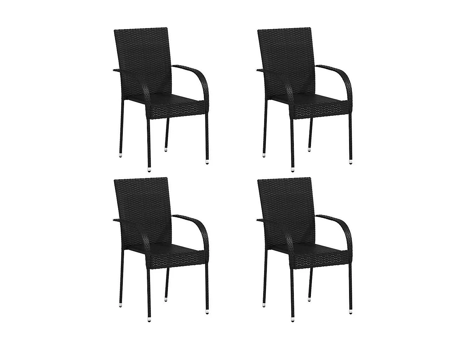Chaises empilables d'extérieur lot de 4 Résine tressée Noir