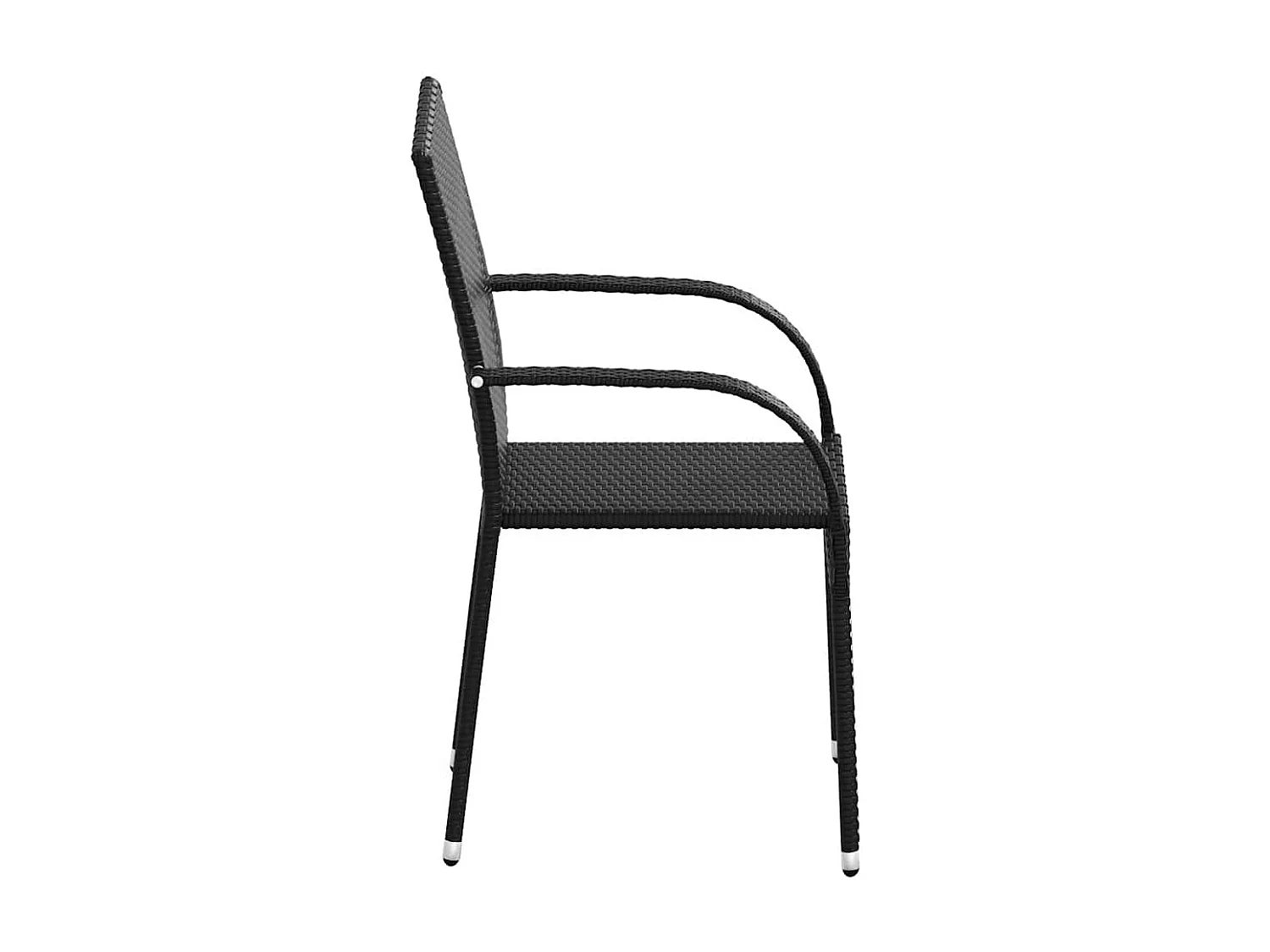 Chaises empilables d'extérieur lot de 4 Résine tressée Noir
