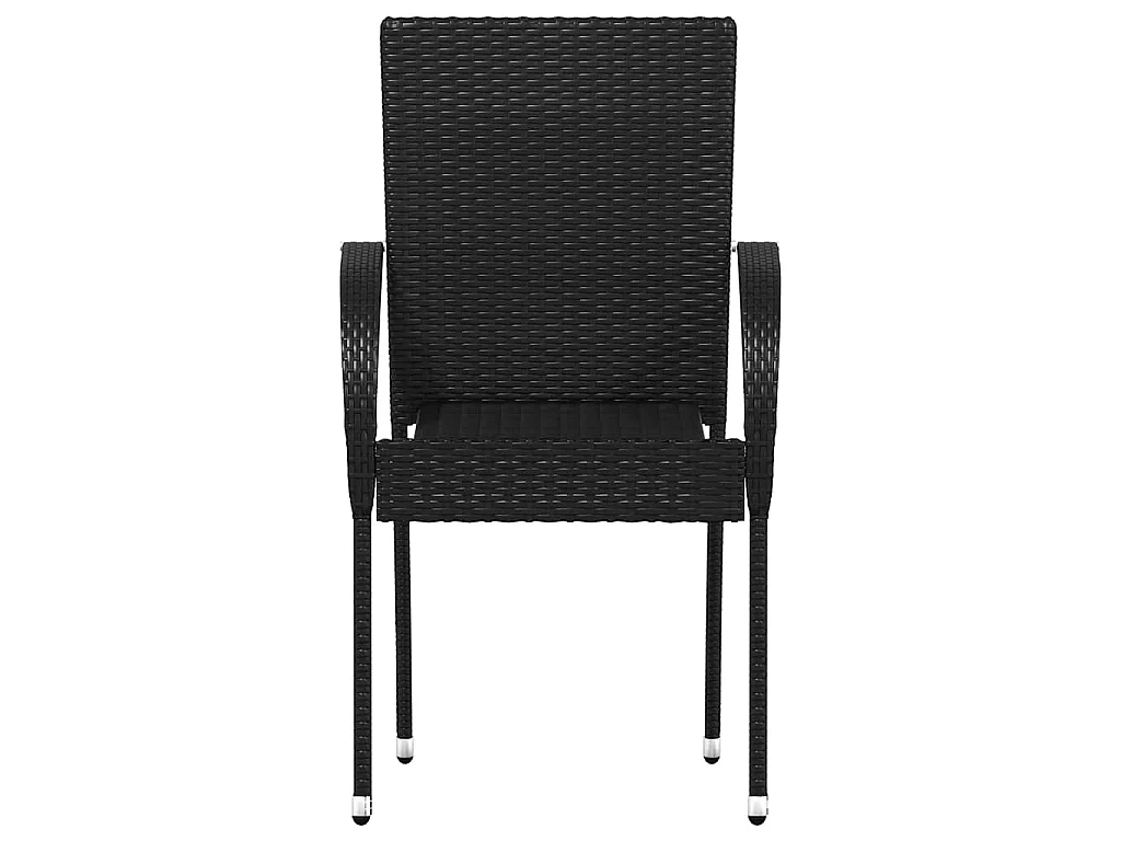 Stapelbare Gartenstühle 4 Stk. Poly Rattan Schwarz