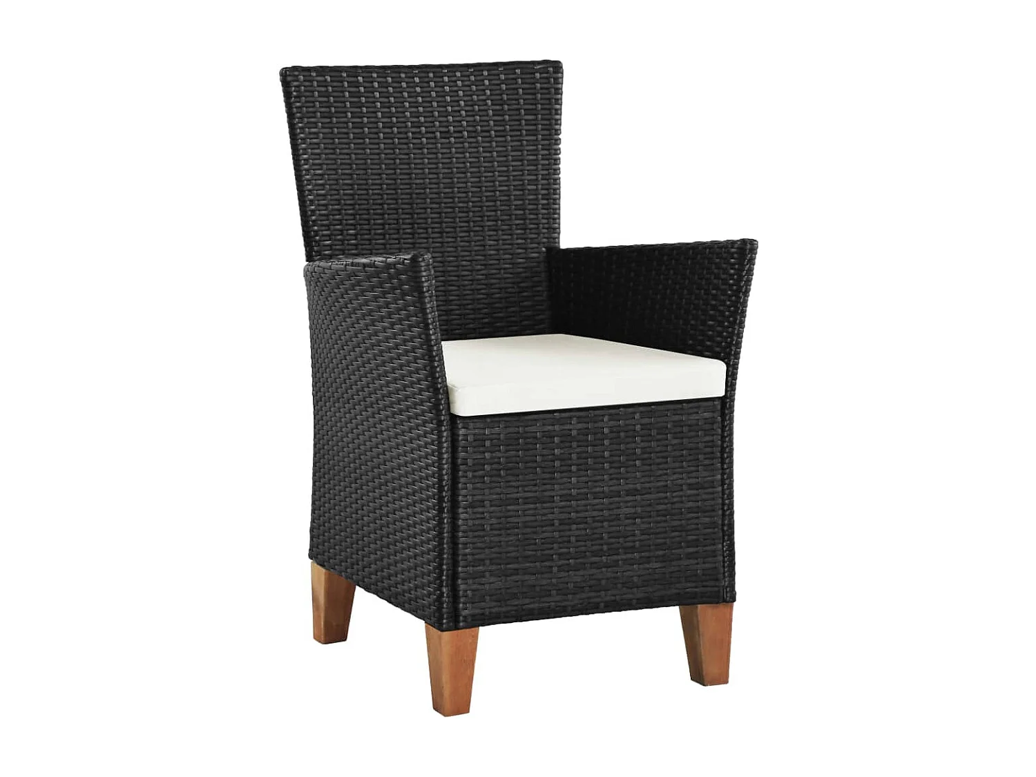 Chaises d'extérieur lot de 2 avec coussins Résine tressée Noir