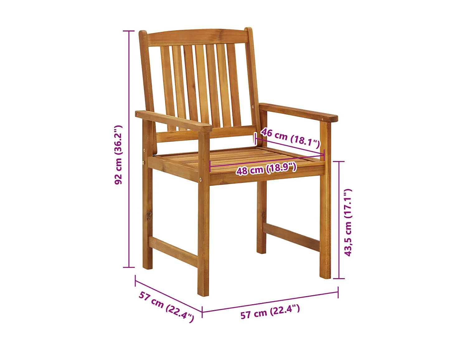 Tuinstoelen 6 st massief acaciahout