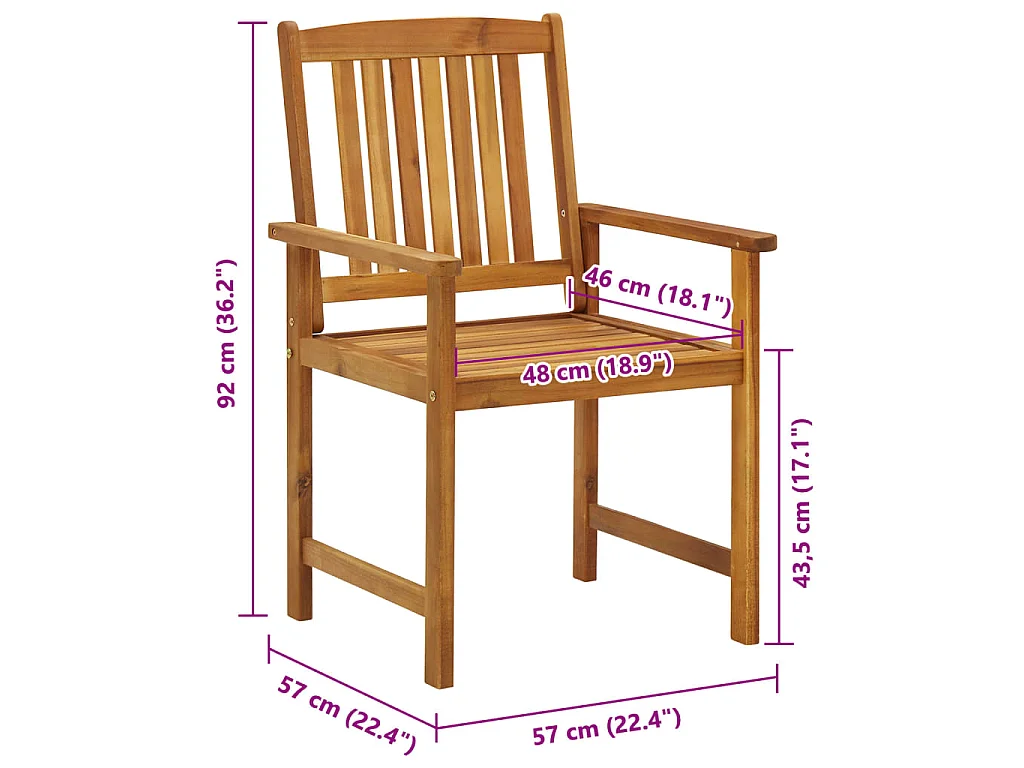 Tuinstoelen 6 st massief acaciahout