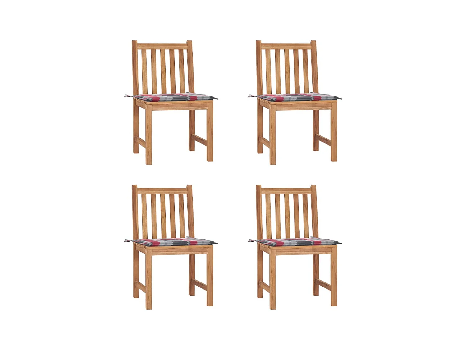 Chaises de jardin lot de 4 avec coussins Bois de teck massif