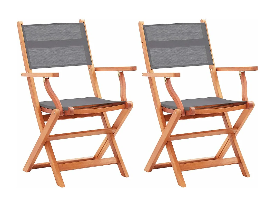 Chaises pliables de jardin lot de 2 Gris Eucalyptus textilène