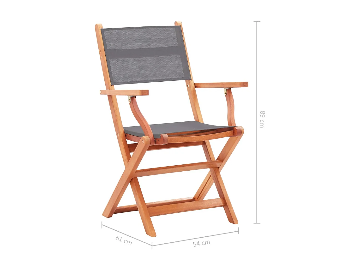Chaises pliables de jardin lot de 2 Gris Eucalyptus textilène