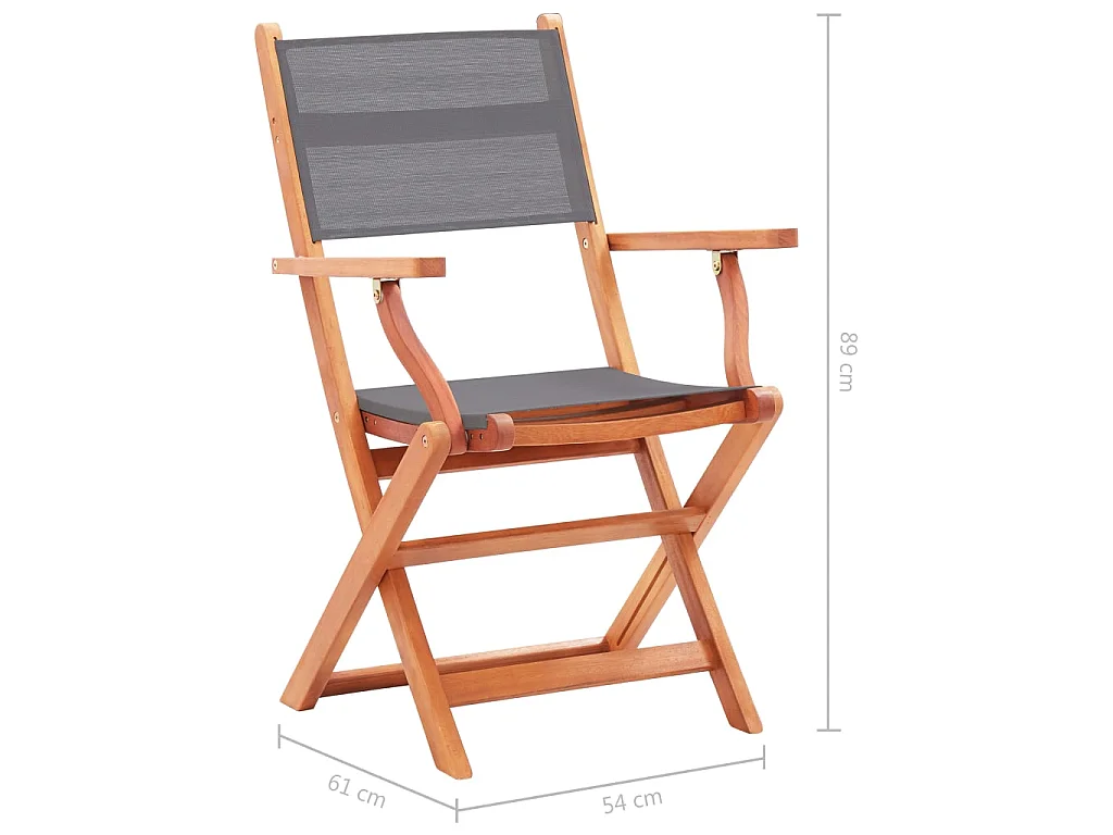 Chaises pliables de jardin lot de 2 Gris Eucalyptus textilène
