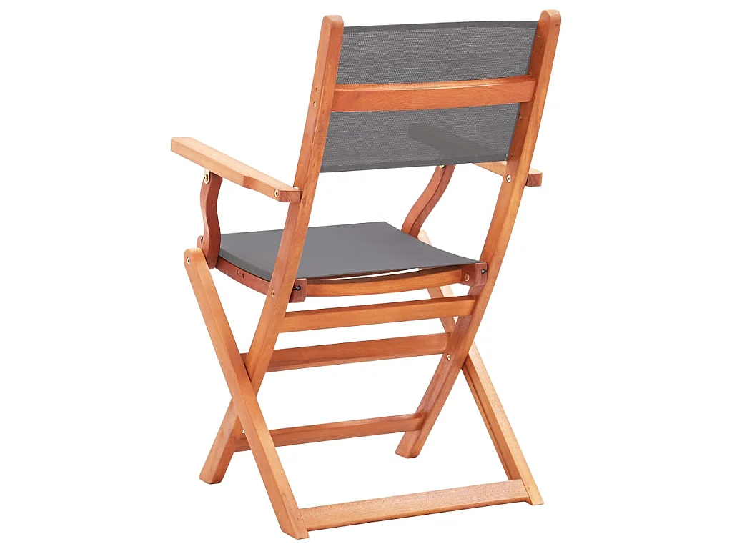Chaises pliables de jardin lot de 2 Gris Eucalyptus textilène