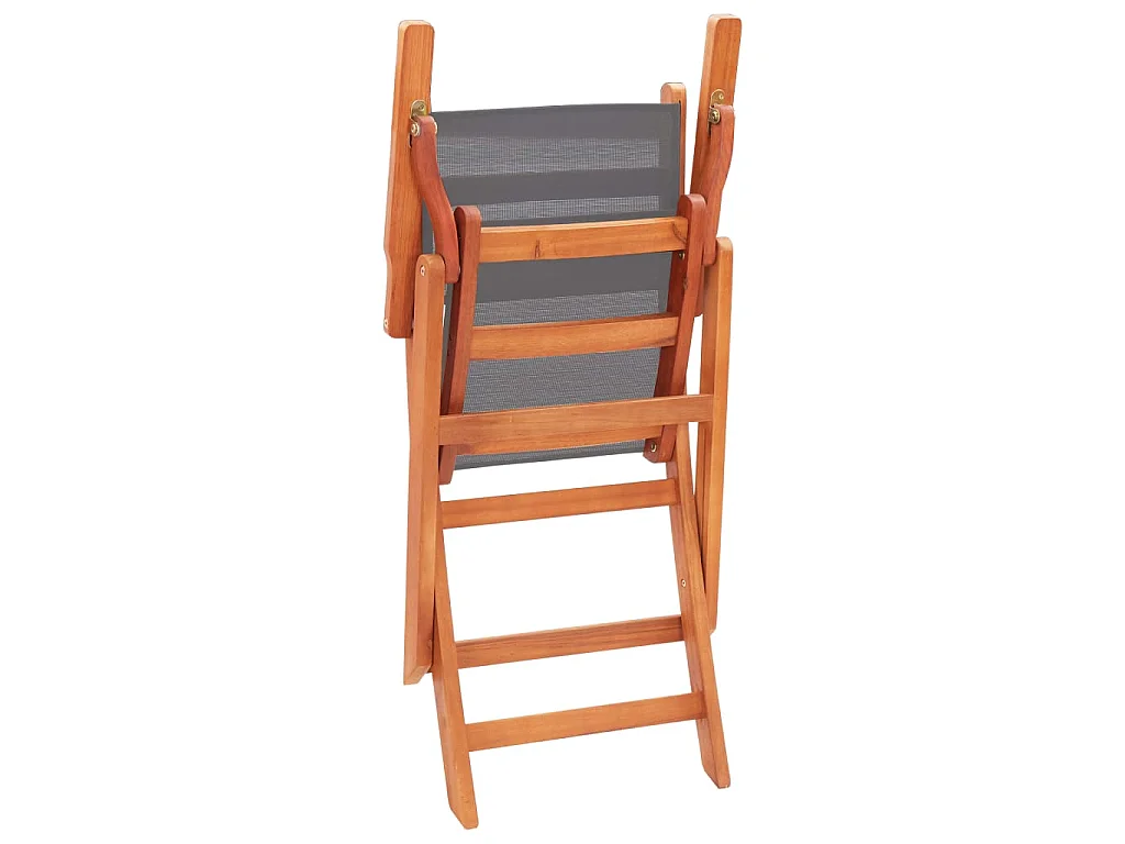 Chaises pliables de jardin lot de 2 Gris Eucalyptus textilène