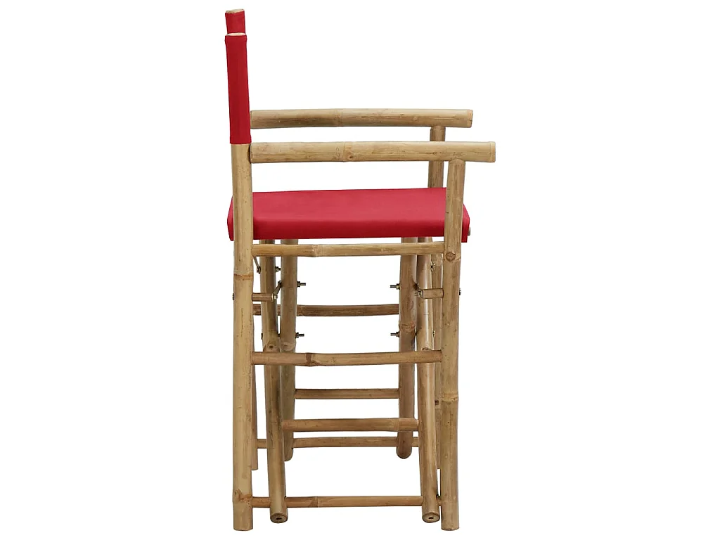 Chaises pliables de directeur lot de 2 Rouge Bambou et tissu