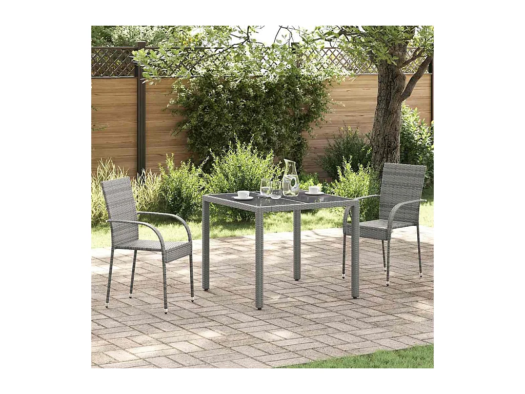 Chaises empilables d'extérieur lot de 2 Gris Résine tressée