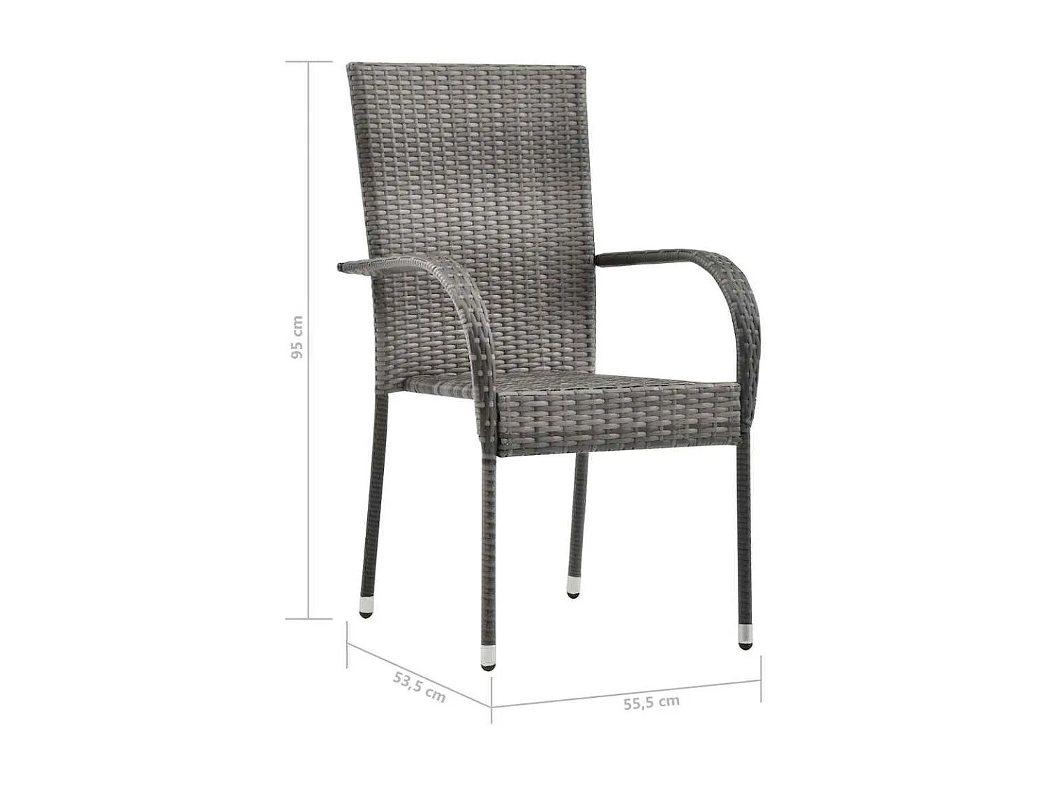 Gartenstühle Stapelbar 2 Stk. Grau Poly Rattan