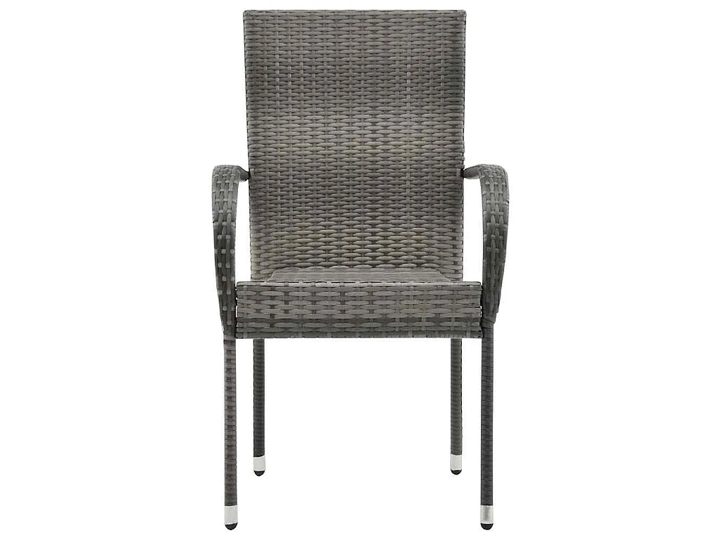 Chaises empilables d'extérieur lot de 2 Gris Résine tressée