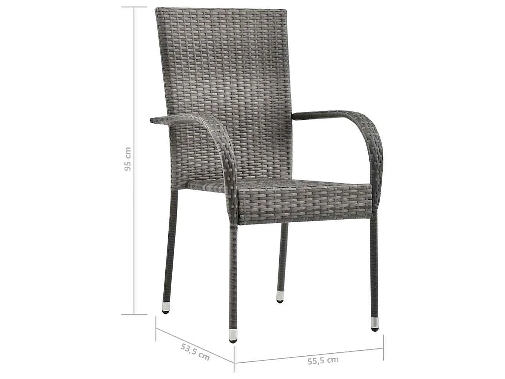 Chaises empilables d'extérieur lot de 2 Gris Résine tressée