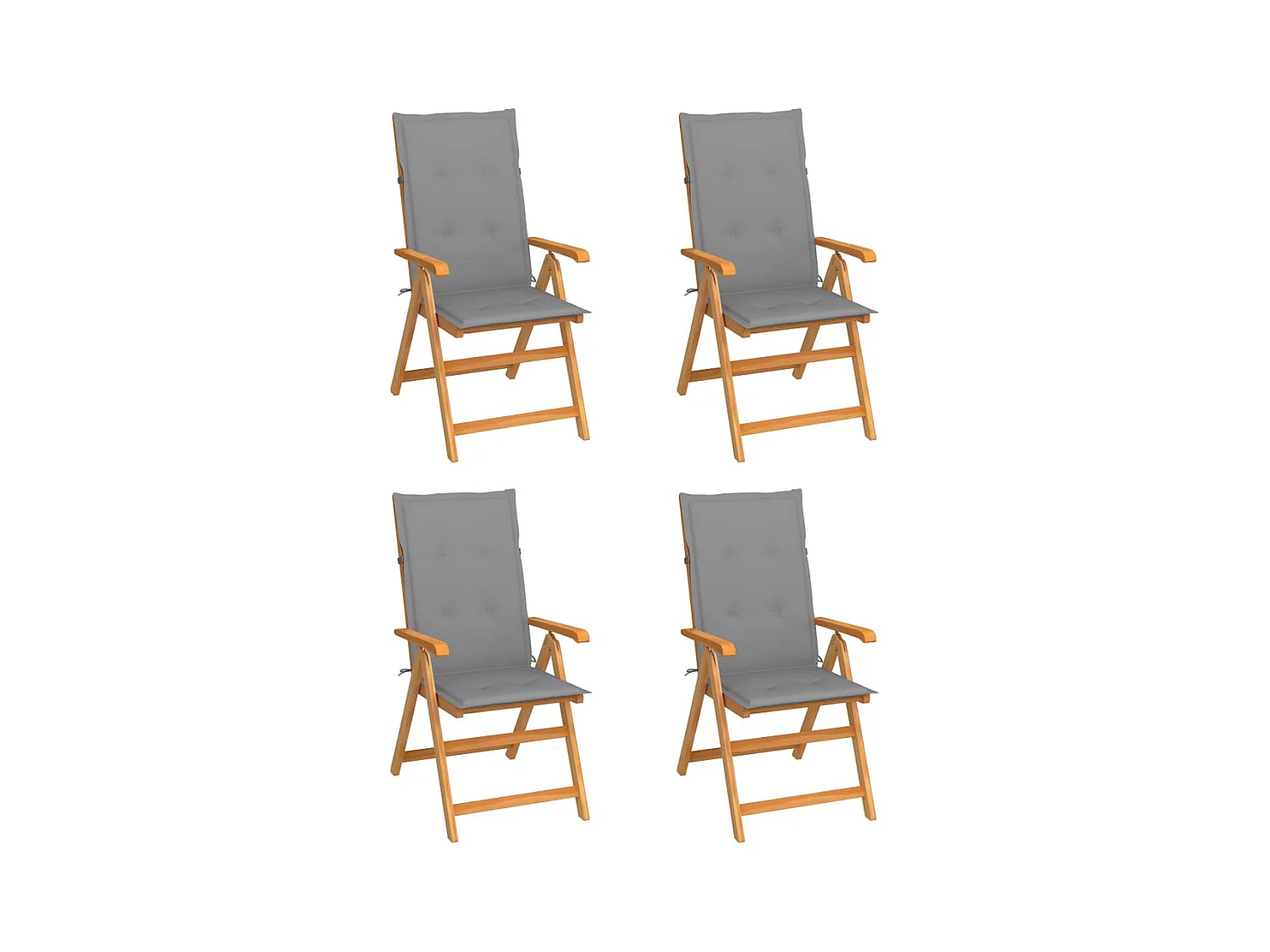 Tuinstoelen 4 st met grijze kussens massief teakhout