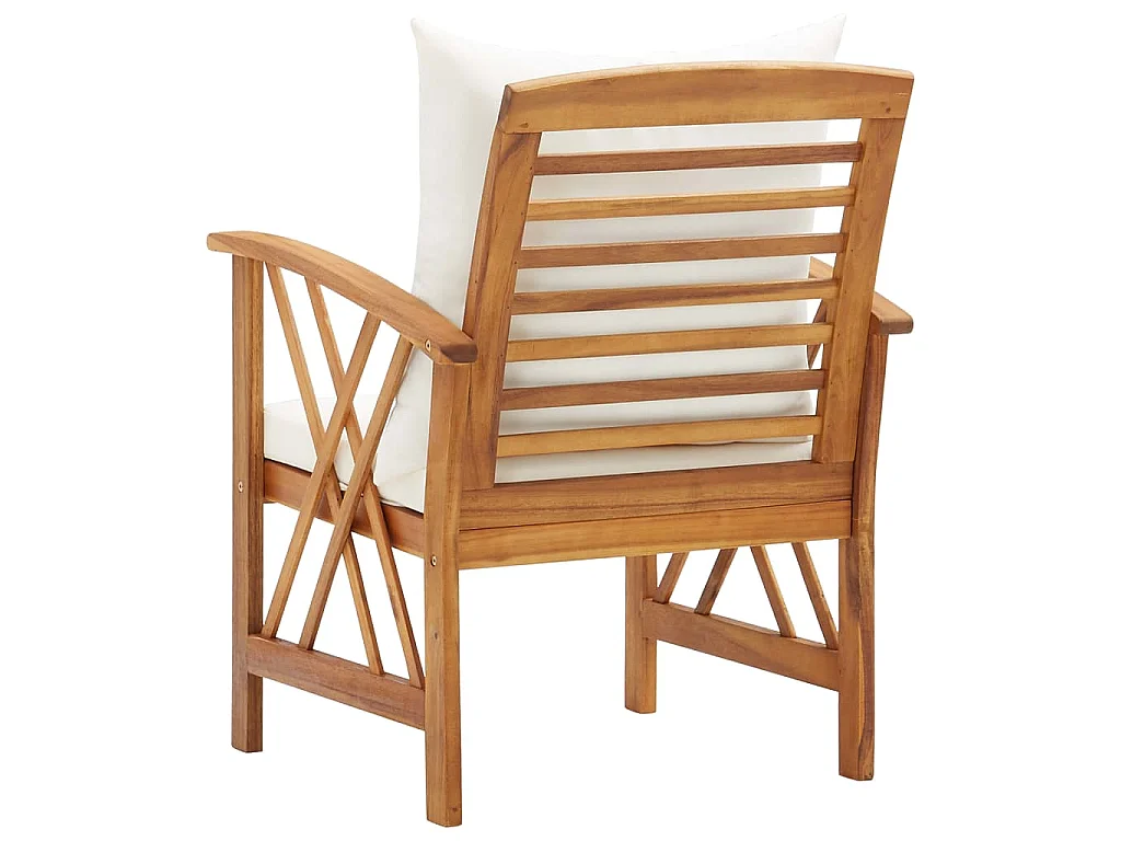 Tuinstoelen 2 st met kussens massief acaciahout