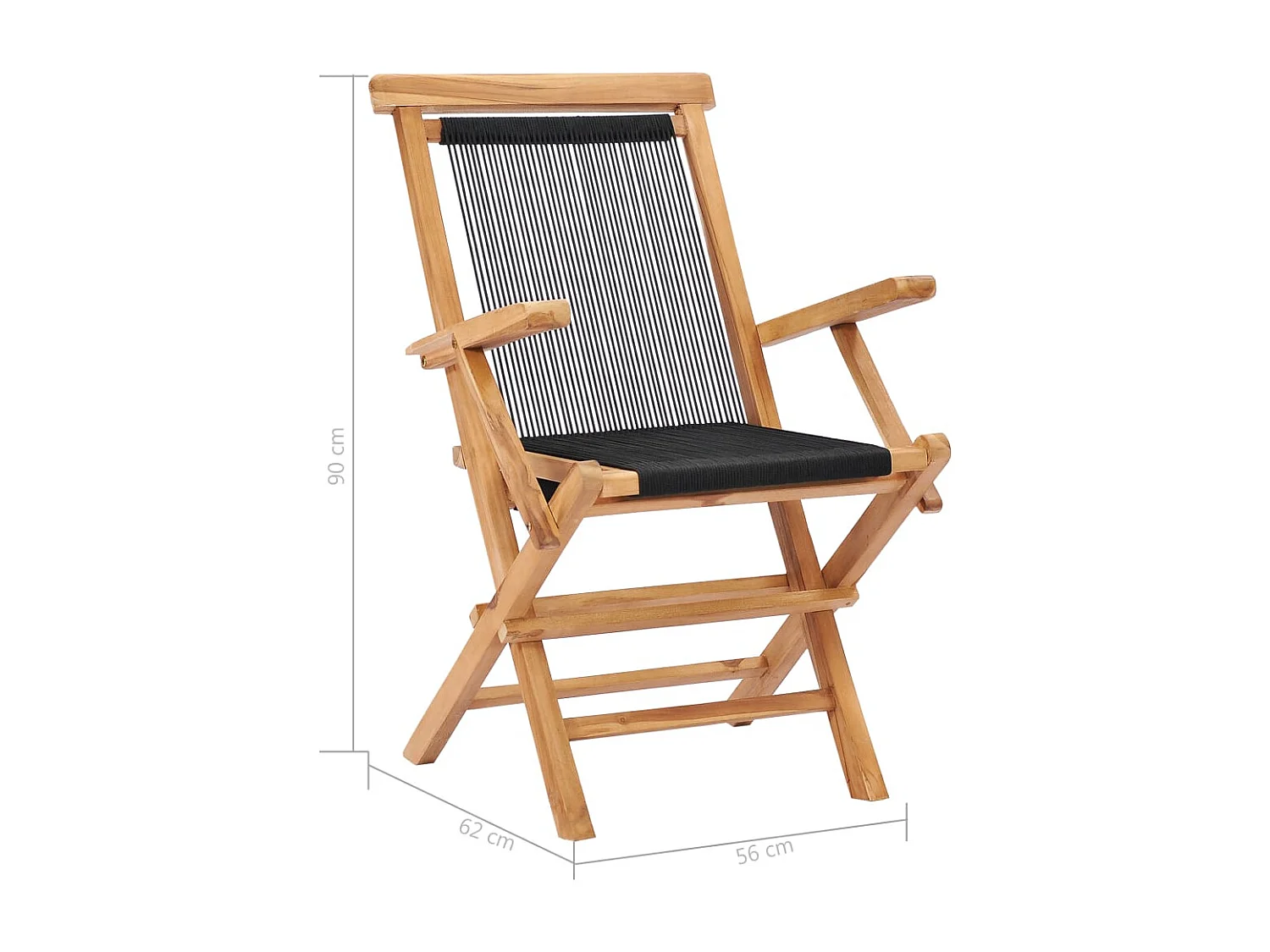 Klappbare Gartenstühle 2 Stk. Massivholz Teak und Seil