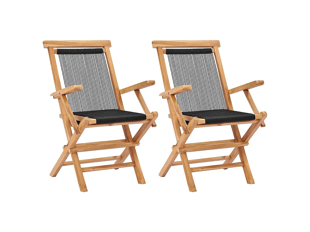 Opklapbare stoelen, 2 stuks, massief teakhout en touw