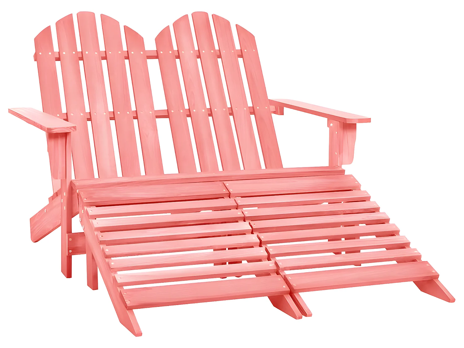 Chaise de jardin Adirondack 2 places et pouf Sapin Rose