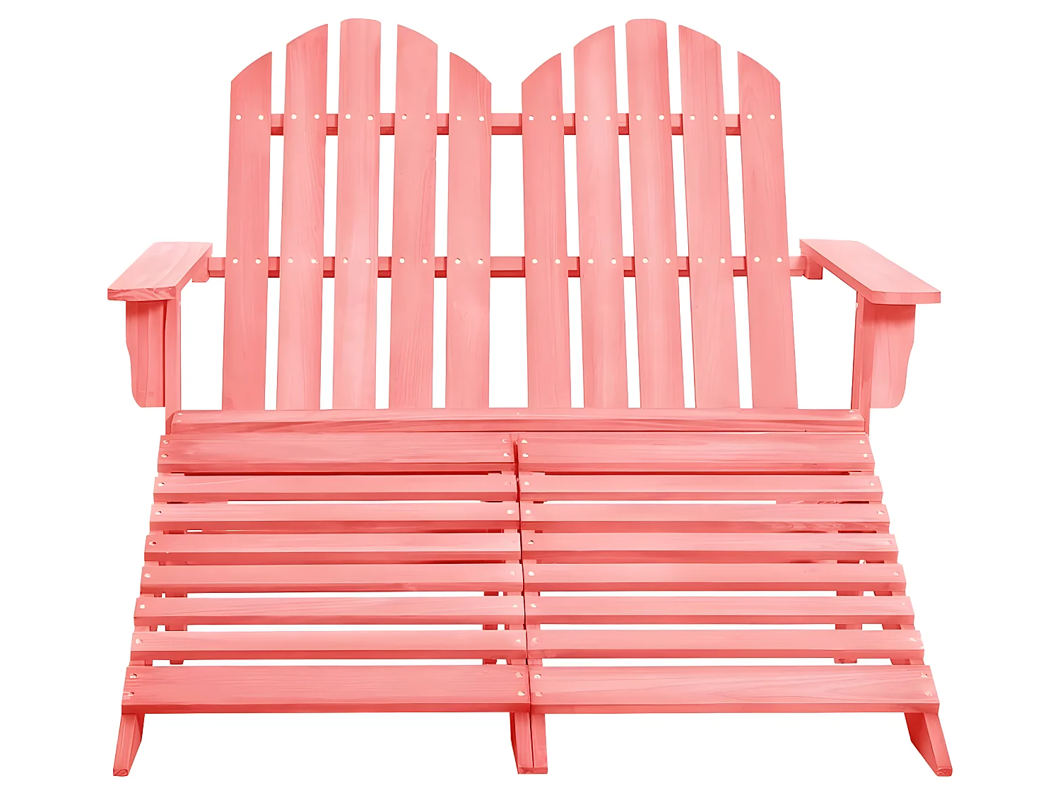 Chaise de jardin Adirondack 2 places et pouf Sapin Rose