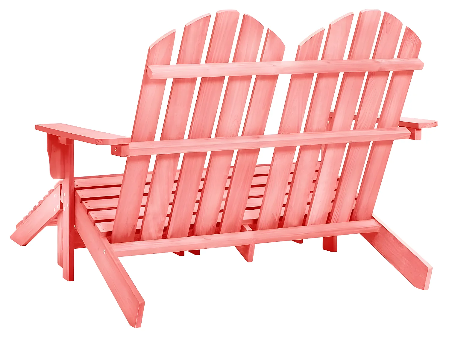 Chaise de jardin Adirondack 2 places et pouf Sapin Rose