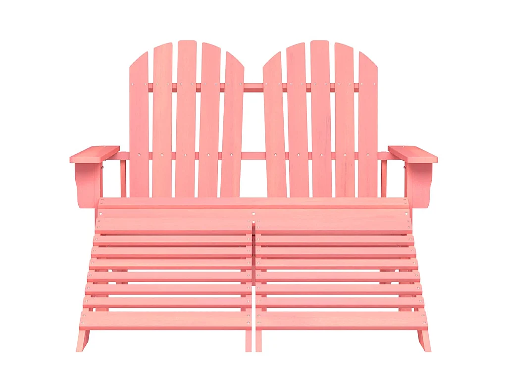 Sedia da Giardino a 2 Posti con Pouf in Legno di Abete Rosa