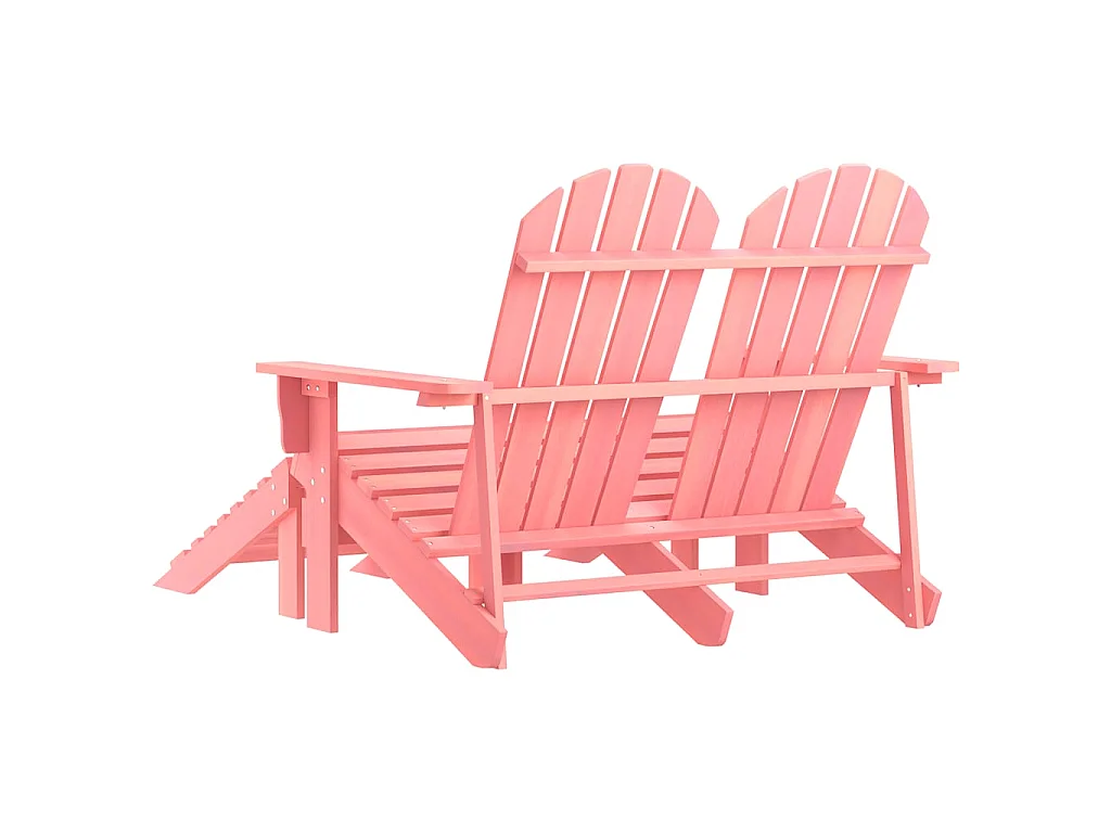 Sedia da Giardino a 2 Posti con Pouf in Legno di Abete Rosa