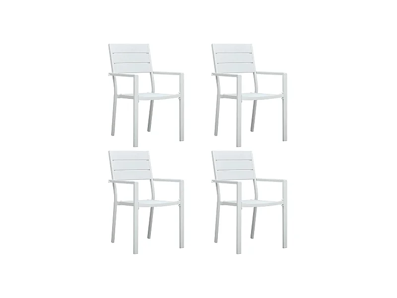 Chaises de jardin lot de 4 Blanc PEHD Aspect de bois