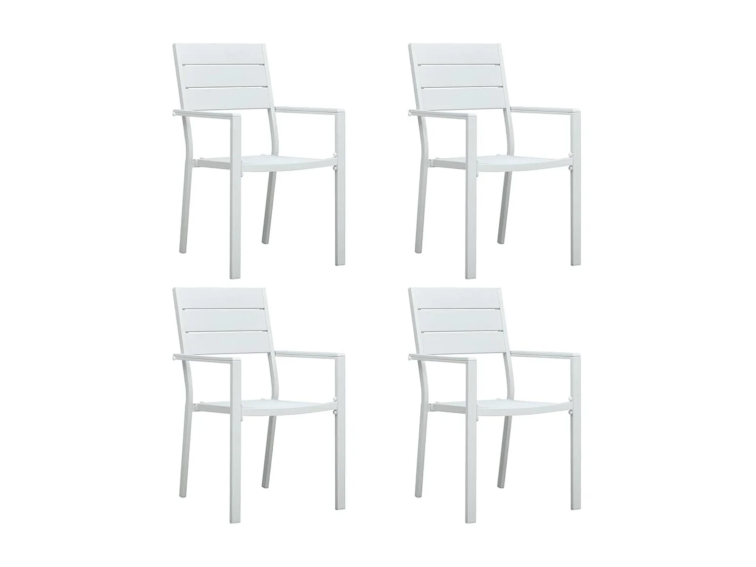 Chaises de jardin lot de 4 Blanc PEHD Aspect de bois