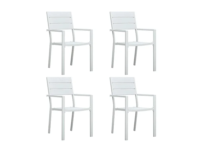 Chaises de jardin lot de 4 Blanc PEHD Aspect de bois