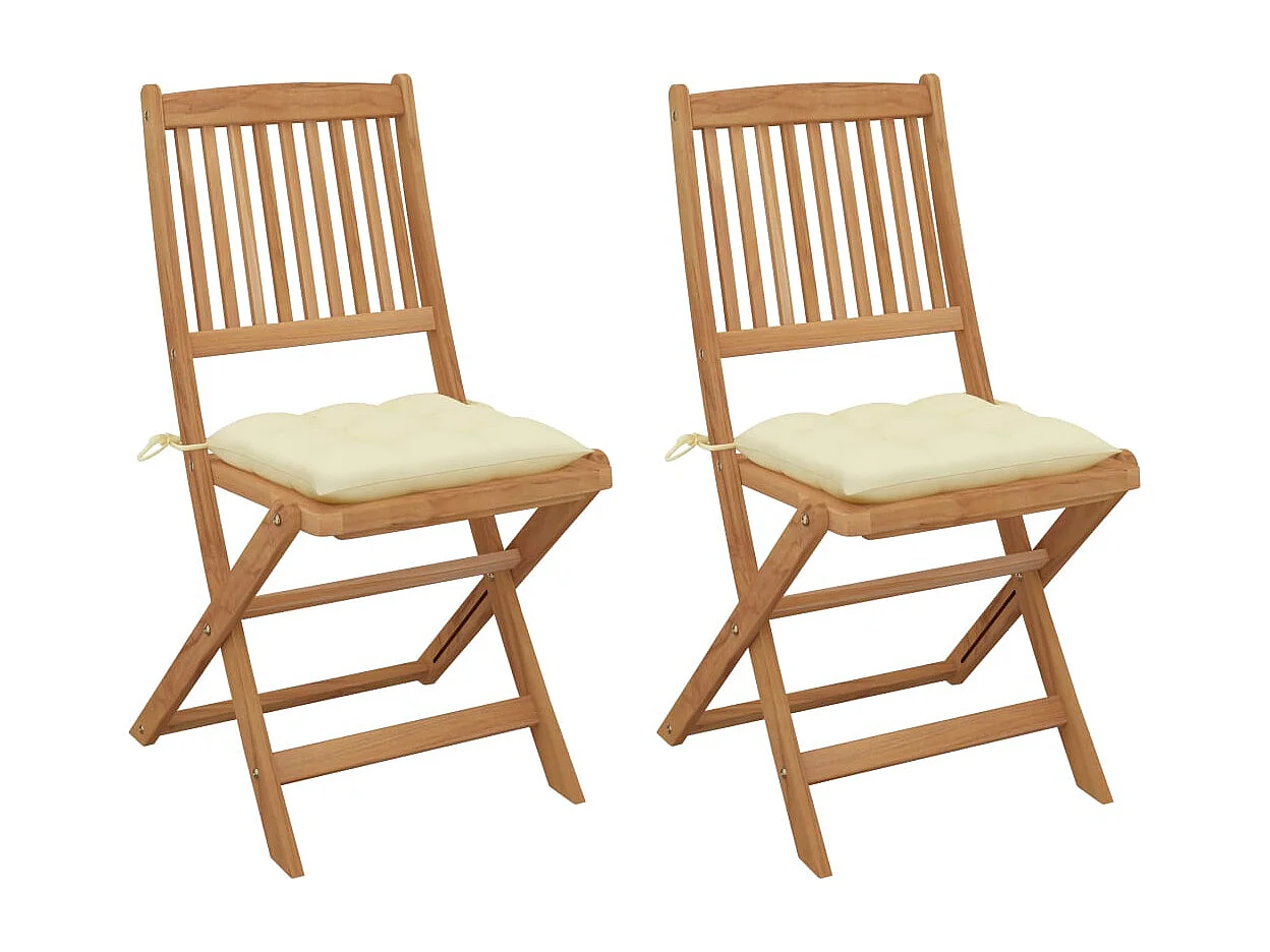 Cadeiras de jardim dobráveis c/ almofadões 2 pcs acácia maciça