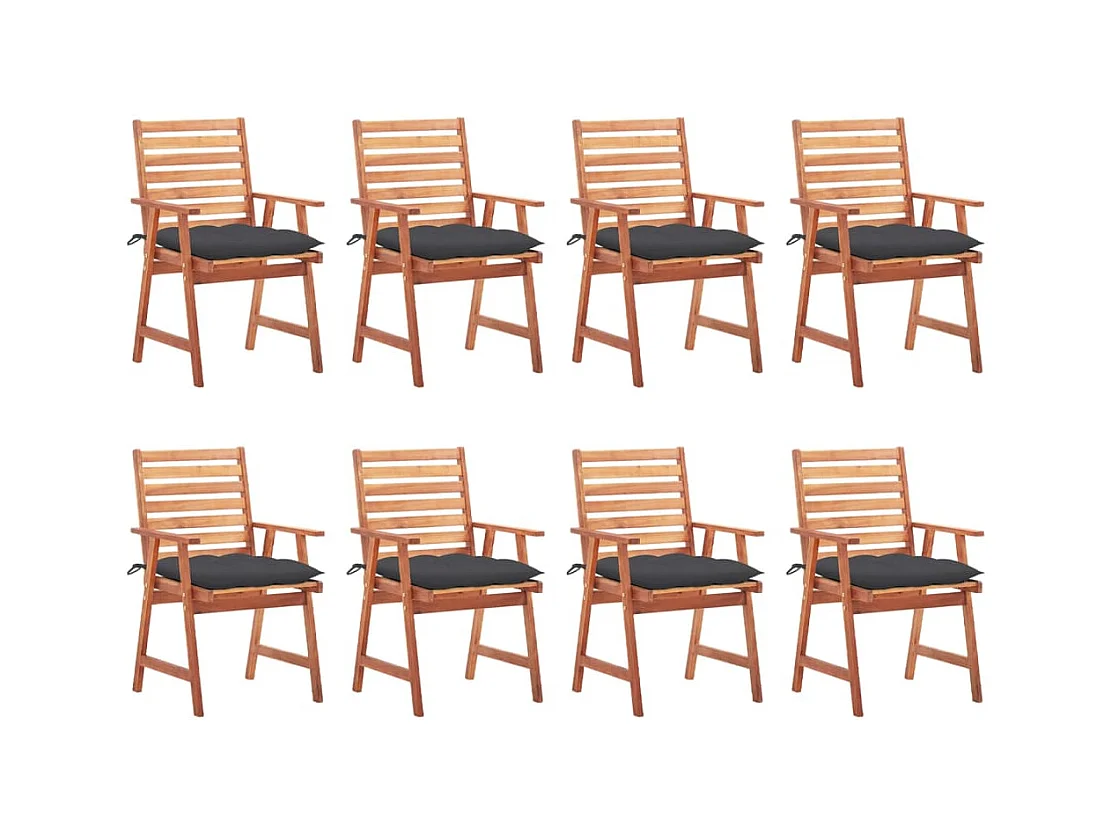 Tuinstoelen 8 st met kussens massief acaciahout