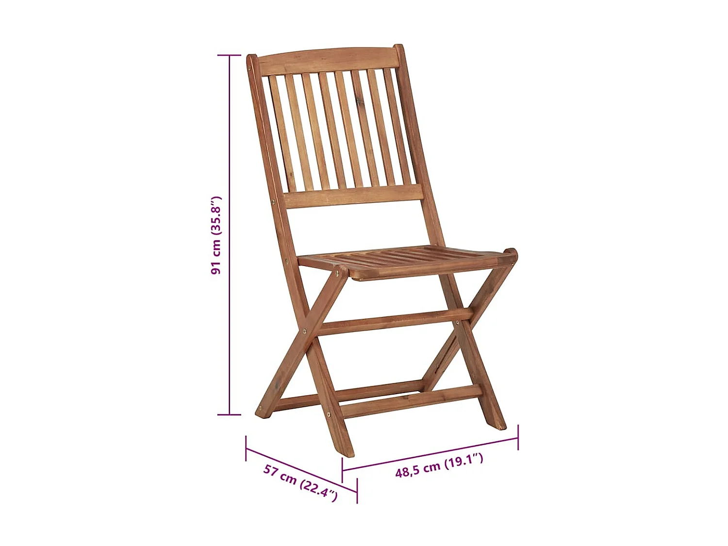 Chaises pliables de jardin lot de 6 avec coussins Bois d'acacia