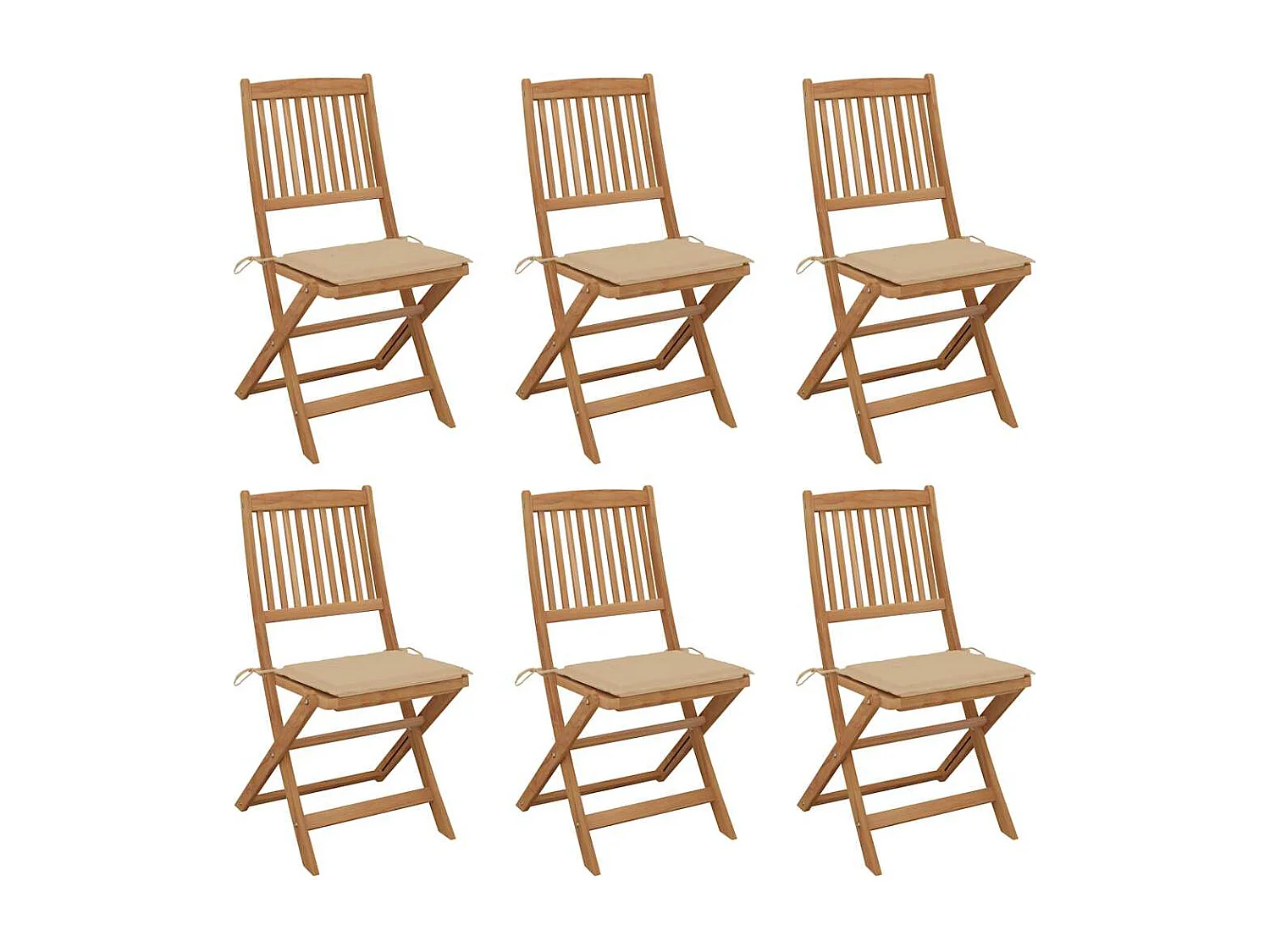 Cadeiras de jardim dobráveis c/ almofadões 6 pcs acácia maciça