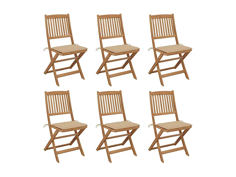 Cadeiras de jardim dobráveis c/ almofadões 6 pcs acácia maciça